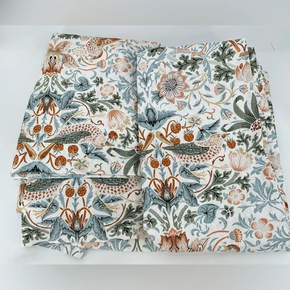 William Morris 2pc BLACKOUT Strawberry Thief Saffron Window Curtains 50x84 Heavy
